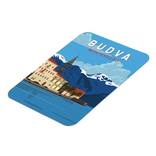 Budva Montenegro Retro Reisen Vintag Magnet (Linke Seite)