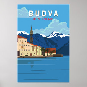 Budva Montenegro Retro Reisen Vintag Poster