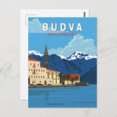 Budva Montenegro Retro Reisen Vintag Postkarte (Vorne/Hinten)