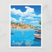 Budva Montenegro Vintage Illustration Postkarte (Vorderseite)