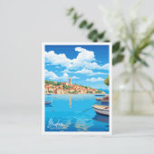 Budva Montenegro Vintage Illustration Postkarte (Stehend Vorderseite)