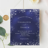Budvy Blue Silver Glitzer Hochzeit Einladung