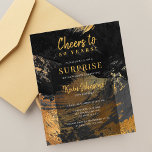 Budweises schwarzes Gold 50. Geburtstagsfeier<br><div class="desc">Moderne stilvolle einzigartige Beifall zu 50 Jahren Herren Meilenstein BUDGET Geburtstag Überraschung Party Einladung mit eleganten Gold und schwarz abstrakt Pinselstriche Design. Geeignet für alle Altersstufen, Männer zum Geburtstag: 21., 30., 40., 50., 60., 70., 75., 80., 90., 100. BITTE LESEN SIE DIES VOR DEM KAUF! Dies ist ein preiswertes Einladen...</div>