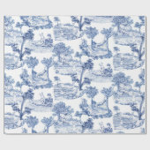 Bue Easter Bunny Toile Geschenkpapier (Flach)