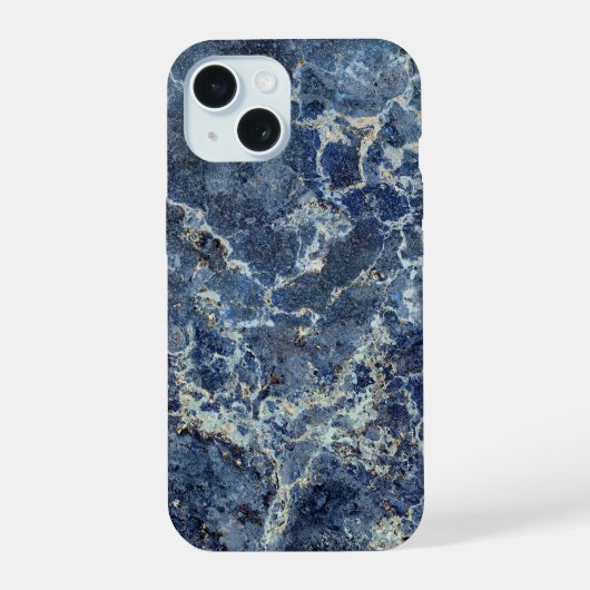 Bue Gray Black Marble & Beige Veins iPhone 15 Hülle (Rückseite)