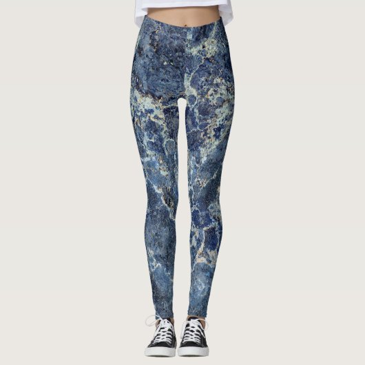 Bue Gray Black Marble & Beige Veins Leggings (Vorderseite)