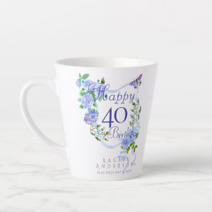 Bue Rose Ribbon 40. Geburtstag Milchtasse