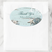 Bue Seashells Beach Wedding vielen Dank Ovaler Aufkleber (Tasche)