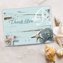 Bue Seashells Beach Wedding vielen Dank Postkarte