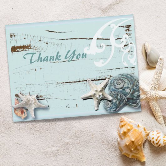 Bue Seashells Beach Wedding vielen Dank Postkarte