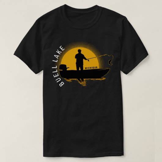 Buell Lake Fischen Michigan Sunrise T-Shirt (Design vorne)