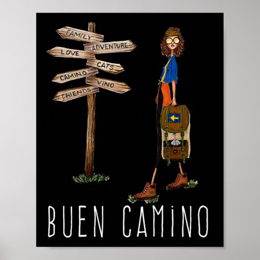 Buen Camino De Santiago Pilgrim Hiking Way Of St.  Poster (Vorne)