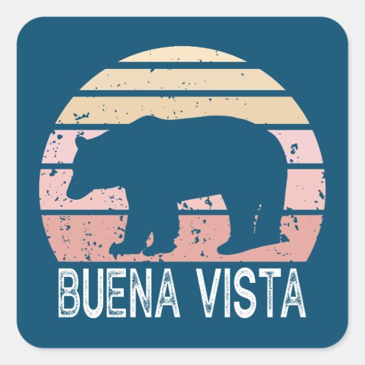 Buena Vista Colorado Retro Bär Quadratischer Aufkleber (Vorderseite)