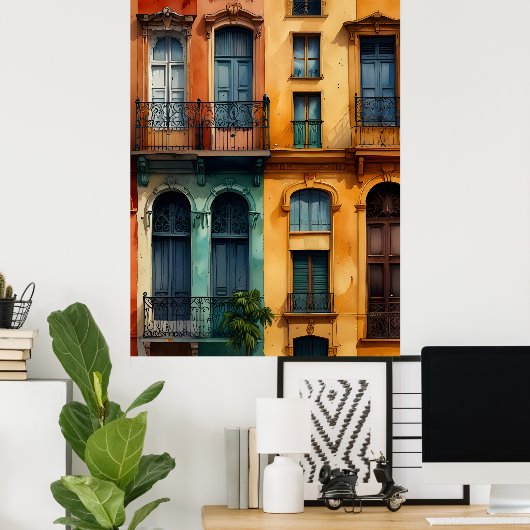 Buenos Aires Aquaremalkunst Poster (Heimbüro)