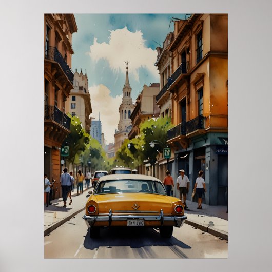Buenos Aires Aquaremalkunst Poster (Vorne)