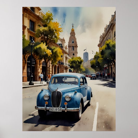 Buenos Aires Aquaremalkunst Poster (Vorne)