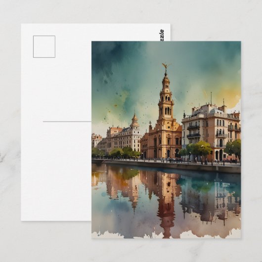 Buenos Aires Aquaremalkunst Postkarte (Vorne/Hinten)