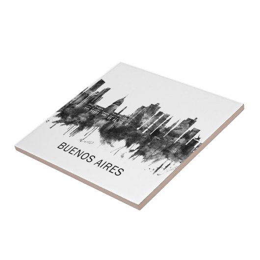 Buenos Aires Argentina Skyline BW Fliese (Seite)