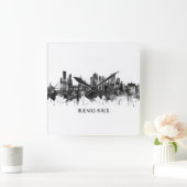 Buenos Aires Argentina Skyline BW Quadratische Wanduhr (Zuhause)