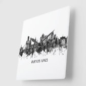 Buenos Aires Argentina Skyline BW Quadratische Wanduhr (Winkel)