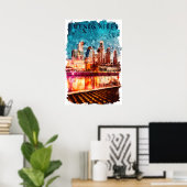 Buenos Aires Argentina Skyline by Night City View Poster (Heimbüro)