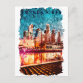 Buenos Aires Argentina Skyline by Night City View Postkarte (Vorderseite)