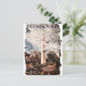 Buenos Aires Argentina Skyline Watercolor Postkarte (Stehend Vorderseite)