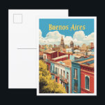 Buenos Aires Argentinien Jahrgang Reisevorführung Postkarte<br><div class="desc">Buenos Aires Argentinien Kunst Vintage Reise-Ort Veranschaulichung</div>