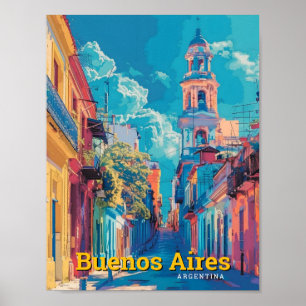 Buenos Aires Argentinien Kunst Vintage Reise Poster