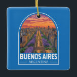 Buenos Aires Argentinien Vintag Keramikornament<br><div class="desc">Buenos Aires retro Vektor Reise Design. Buenos Aires,  die pulsierende Hauptstadt Argentiniens,  ist bekannt für seine europäisch inspirierte Architektur,  seine reiche Tangokultur und seine erstklassige Küche.</div>