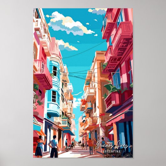 Buenos Aires Argentinien Vintage Reise Illustratio Poster (Vorne)