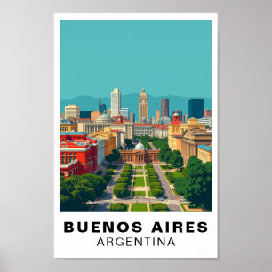 Buenos Aires Argentinien Vintage-Reise Kunst Poster