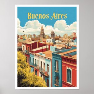 Buenos Aires Argentinien Vintage Reiseillustration Poster