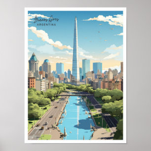 Buenos Aires Argentinien Vintage-Reiseillustration Poster