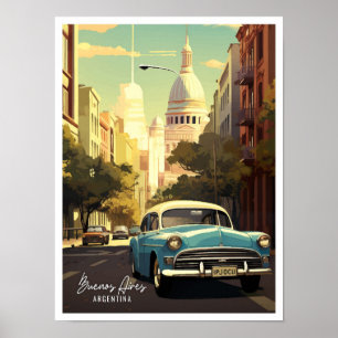 Buenos Aires Argentinien Vintage-Reiseillustration Poster