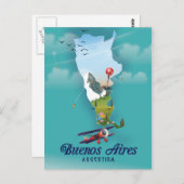Buenos Aires, Argentiniens Reiseplakat Postkarte (Vorne/Hinten)