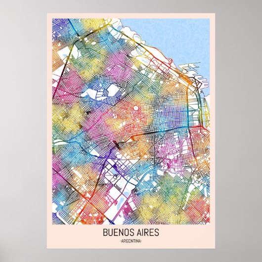 Buenos Aires Argentiniens Stadtkarte Poster (Vorne)