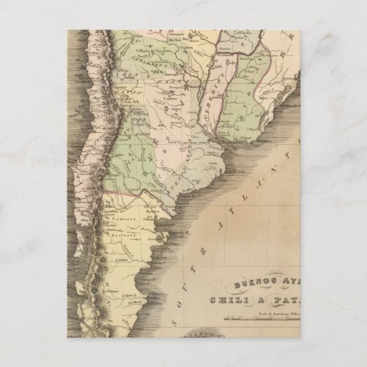 Buenos Aires, Chile und Patagonia Postkarte (Vorderseite)