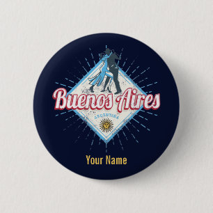 Buenos Aires City Argentina Retro Tango Vintag Button