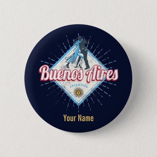 Buenos Aires City Argentina Retro Tango Vintag Button (Vorderseite)