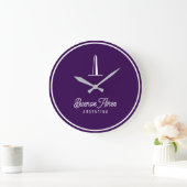 Buenos Aires Elegant Minimal Retro logo Große Wanduhr (Zuhause)