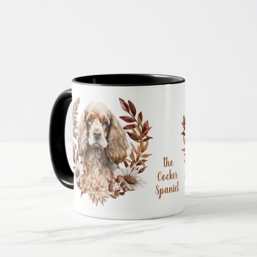 Buff American Cocker Spaniel Herbstkranz Tasse (Vorderseite Links)