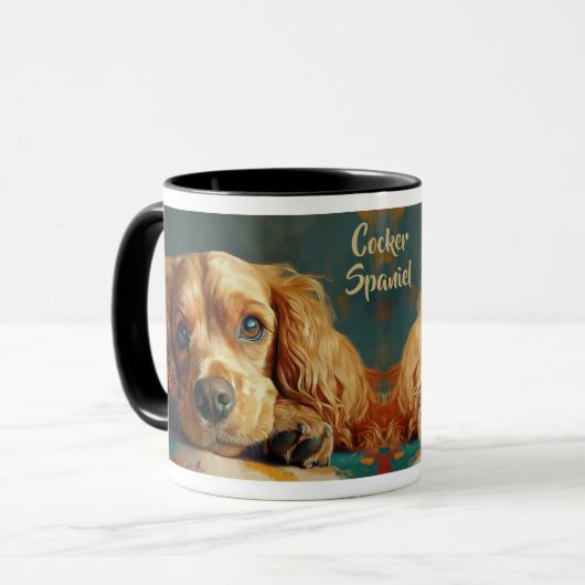 Buff American Cocker Spaniel Portrait Tasse (Vorderseite Links)