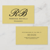 Buff Beige Black Monogram Manager Business Card Visitenkarte (Vorne/Hinten)