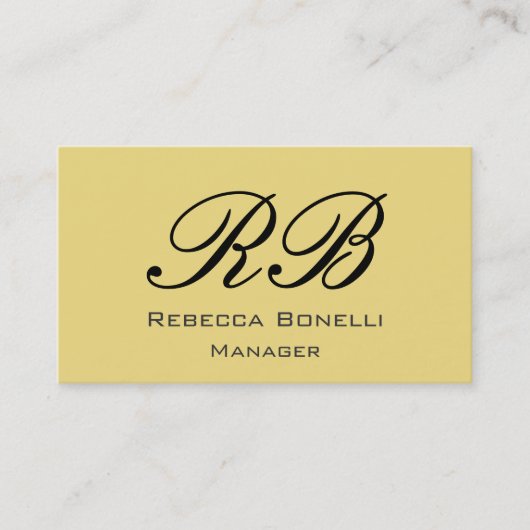 Buff Beige Black Monogram Manager Business Card Visitenkarte (Vorderseite)