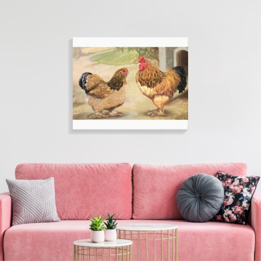 Buff Brahma Rooster und Hen Leinwanddruck (Insitu (Wohnzimmer))