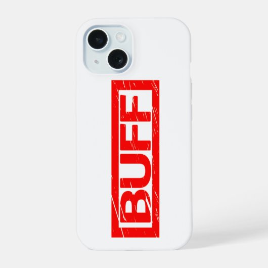 Buff-Briefmarke iPhone 15 Hülle (Rückseite)