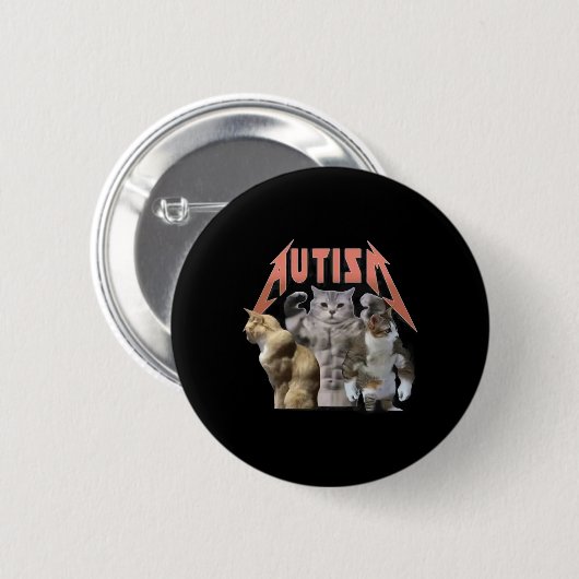 Buff Cats Autism Meme Button (Vorne & Hinten)