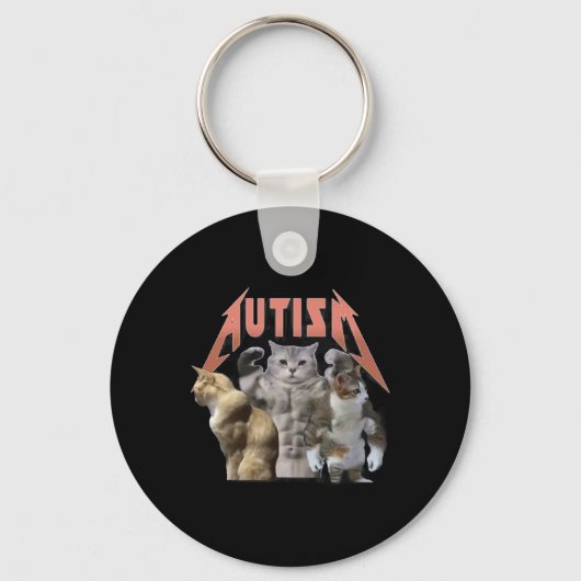 Buff Cats Autism Meme Schlüsselanhänger (Vorderseite)