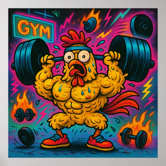 Buff Chicken Lifting Weight Poster (Vorne)